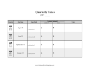 Quarterly Tax Payment Worksheet Business Form Template